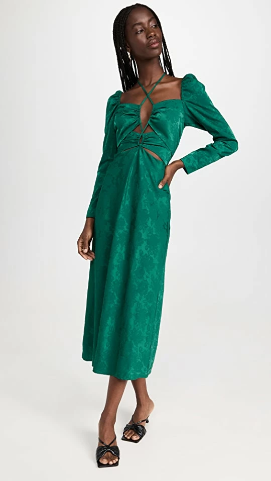 New π WAYF Adeline Halter Cut Out Midi π Dress Pine Green β¨ 1 New π WAYF Adeline Halter Cut Out Midi π Dress Pine Green β¨