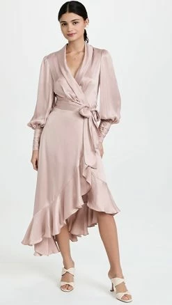 Budget β Zimmermann Silk Wrap Midi π Dress Rose π§¨