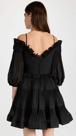 Alternative view of Outlet 🥰 Zimmermann Pleated Off Shoulder Mini 👗 Dress Black ✨