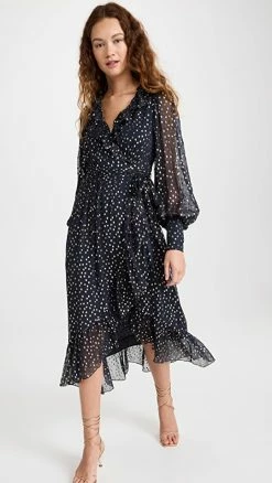 Wholesale π€© Zimmermann Metallic Wrap Midi π Dress Navy π€©