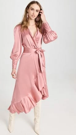 Discount 🔔 Zimmermann Silk Wrap Midi 👗 Dress 💄 Lipstick 🤩