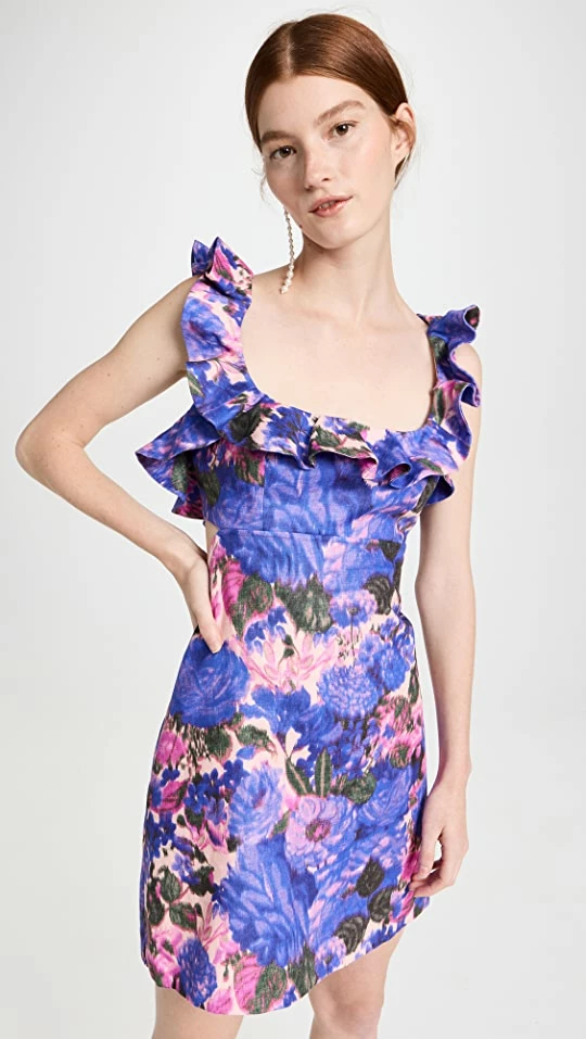 Best Sale π Zimmermann High Tide Frilled Mini π Dress Purple Ikat Floral π 1 Best Sale π Zimmermann High Tide Frilled Mini π Dress Purple Ikat Floral π